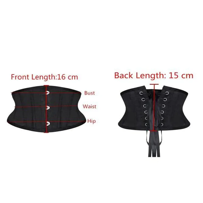 Black Satin Plus Size Underbust Corset